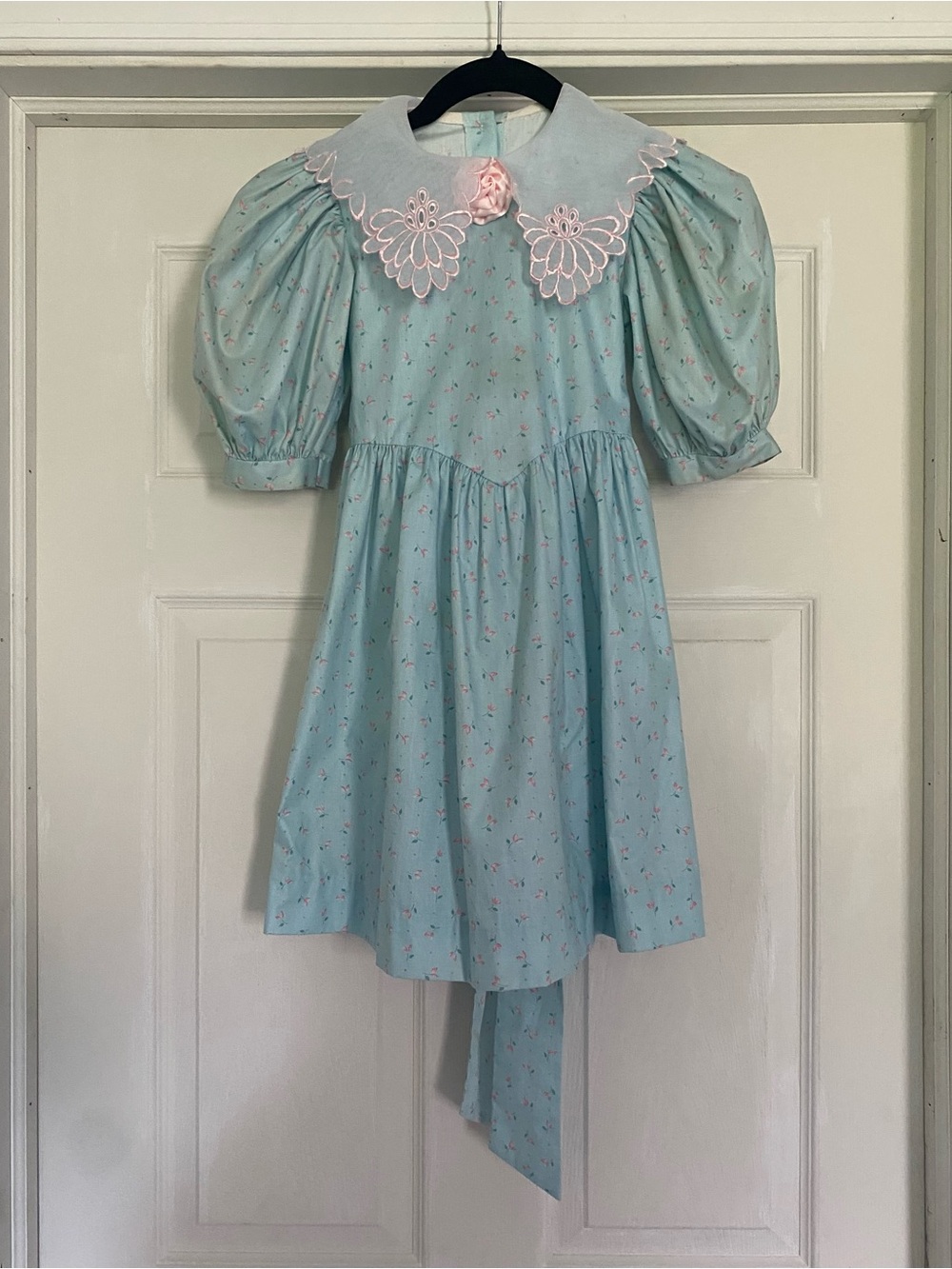 Vintage 80s Sarah Kent Floral Prairie Dress Smocked Collar Girls 6 Cottagecore